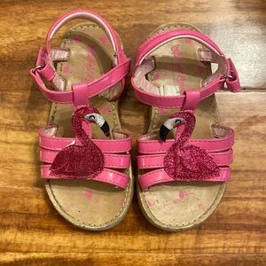 Pink flamingo girls sandals